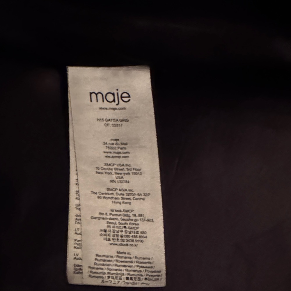 Maje Light Gray Coat With Faux Fur Hood View 3